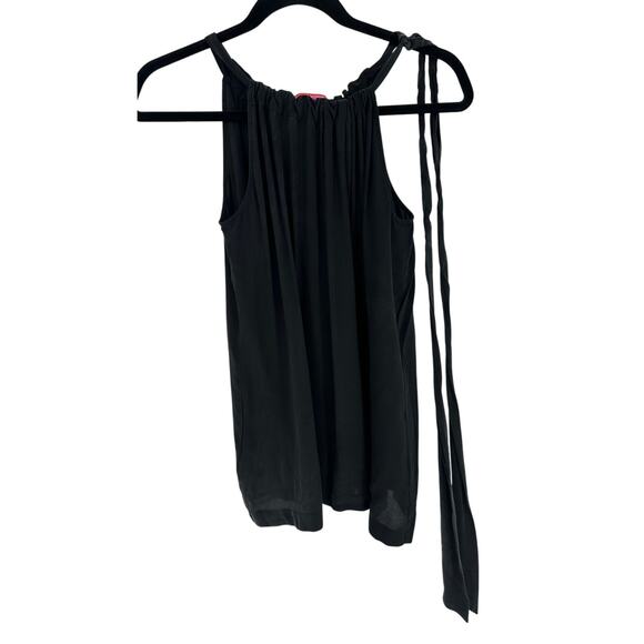 Banana Republic Trina Turk Silk Pleated Tie Front Tank Top Black Vacay Summer XS - Picture 1 of 8
